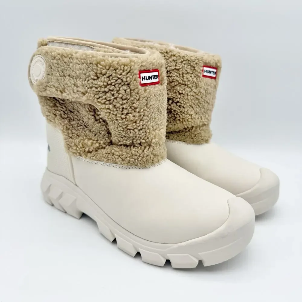 Hunter Kids Intrepid Strap Dtl Boucle Snow Boot US 5 EU 36 White Tan EUC